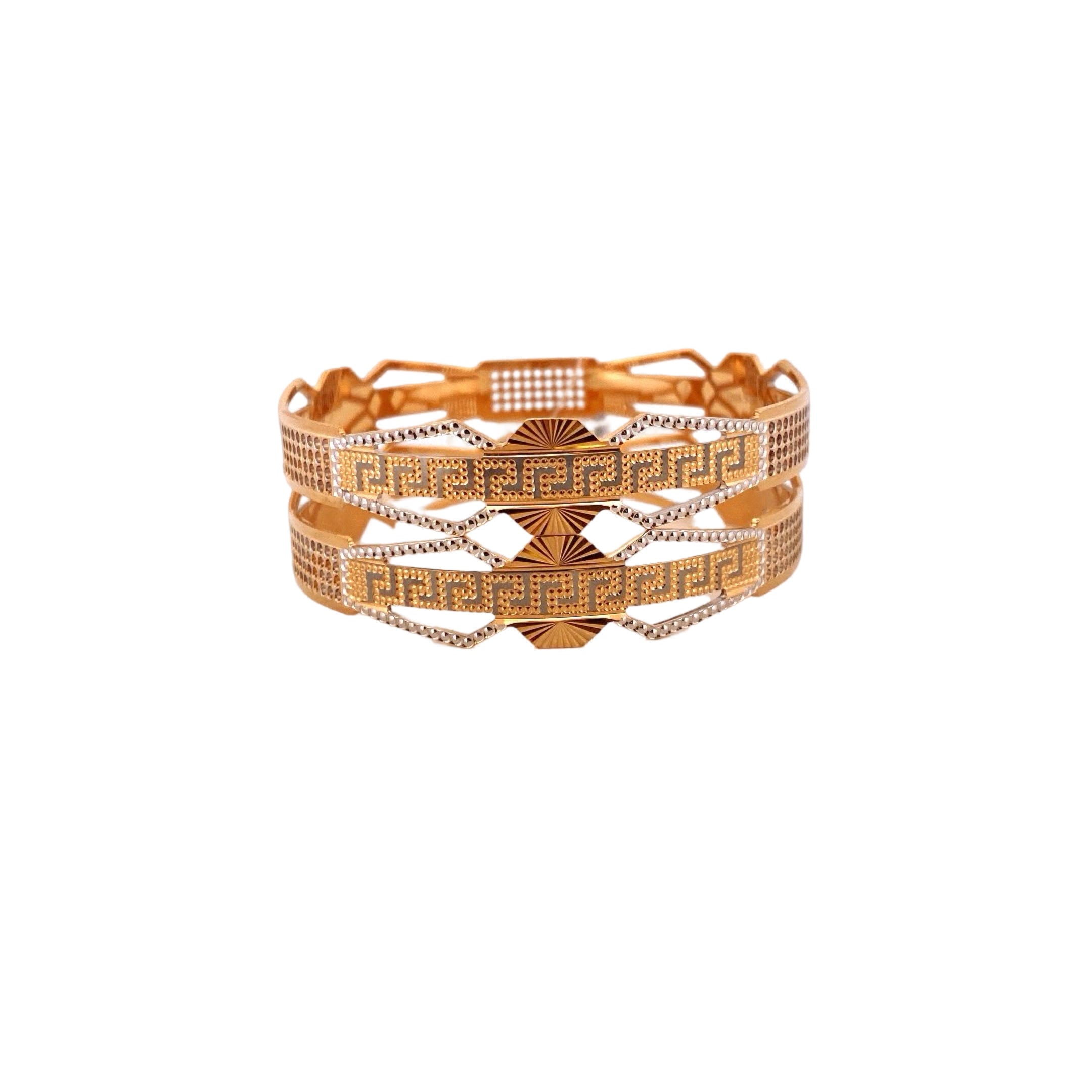 22K Gold Two-tone Designer 2 Pieces Set Of Bangles