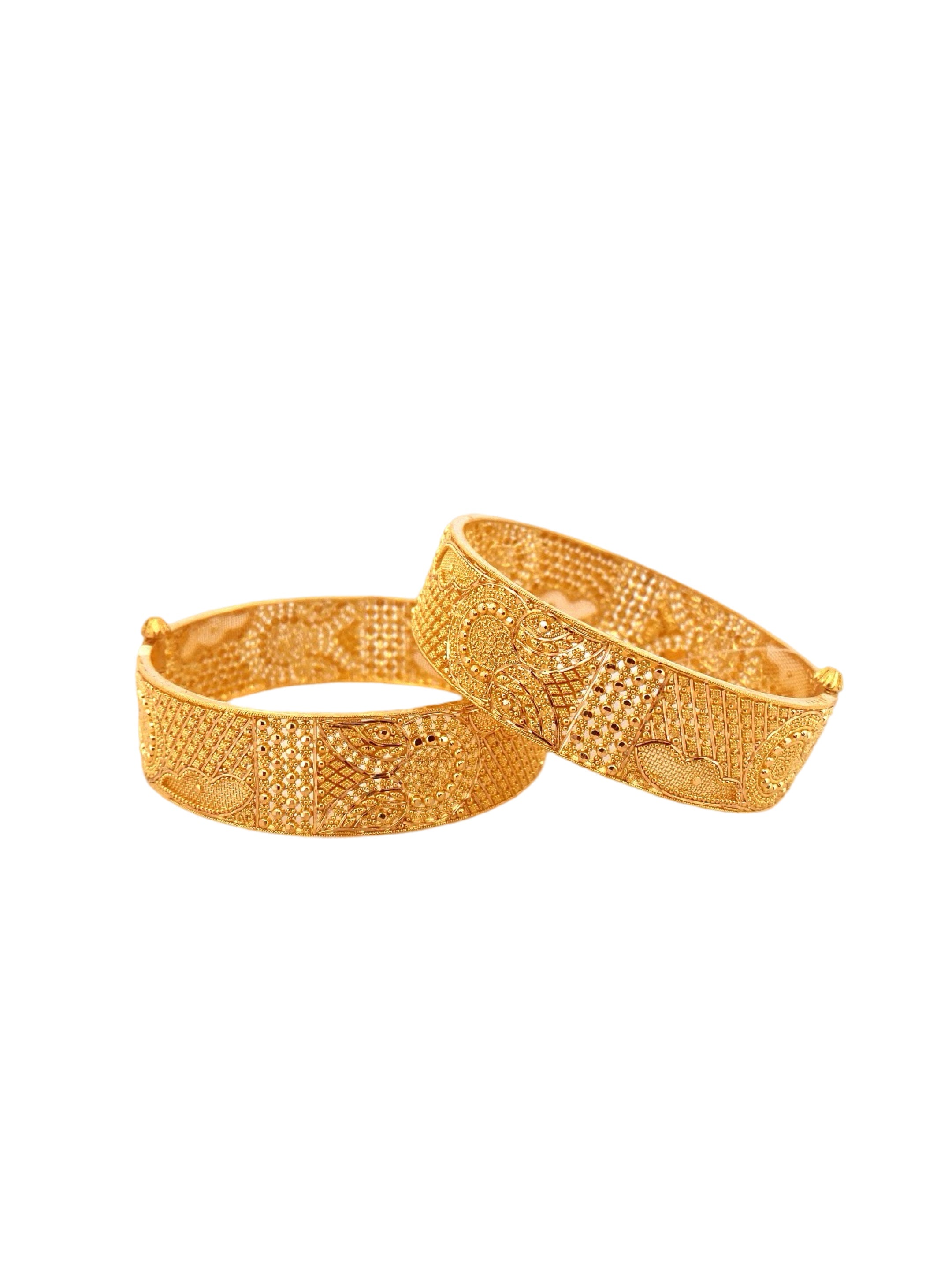 22K Gold Designer 2 Pieces Set Of Ladies Screw Bangles