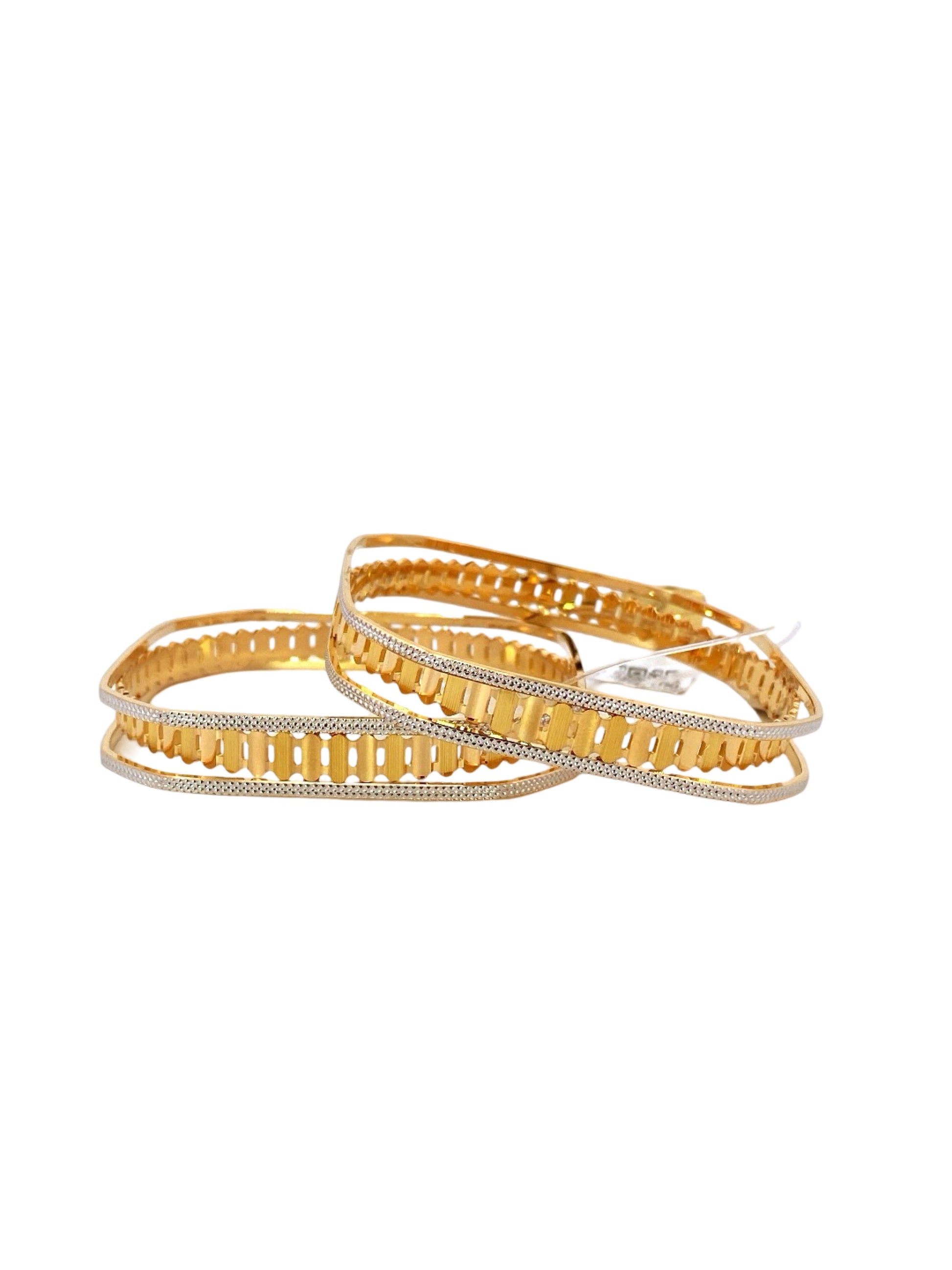 22K Gold Two-tone Designer 2 Pieces Set Of Ladies Bangles