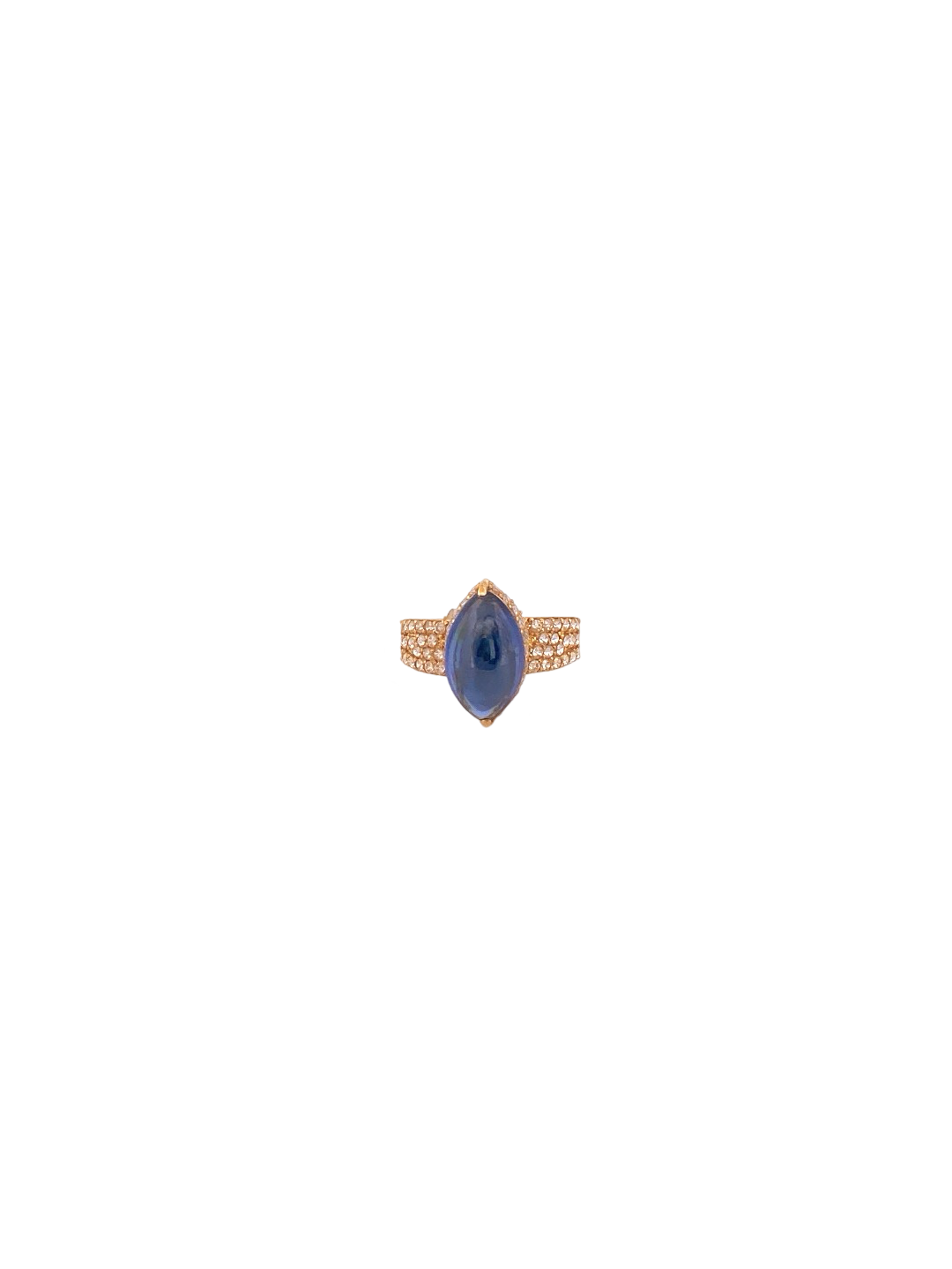 22K Gold Blue CZ Designer Ladies Ring