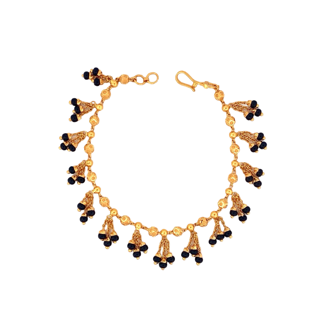 22K Gold Black Bead Designer Ladies Bracelet