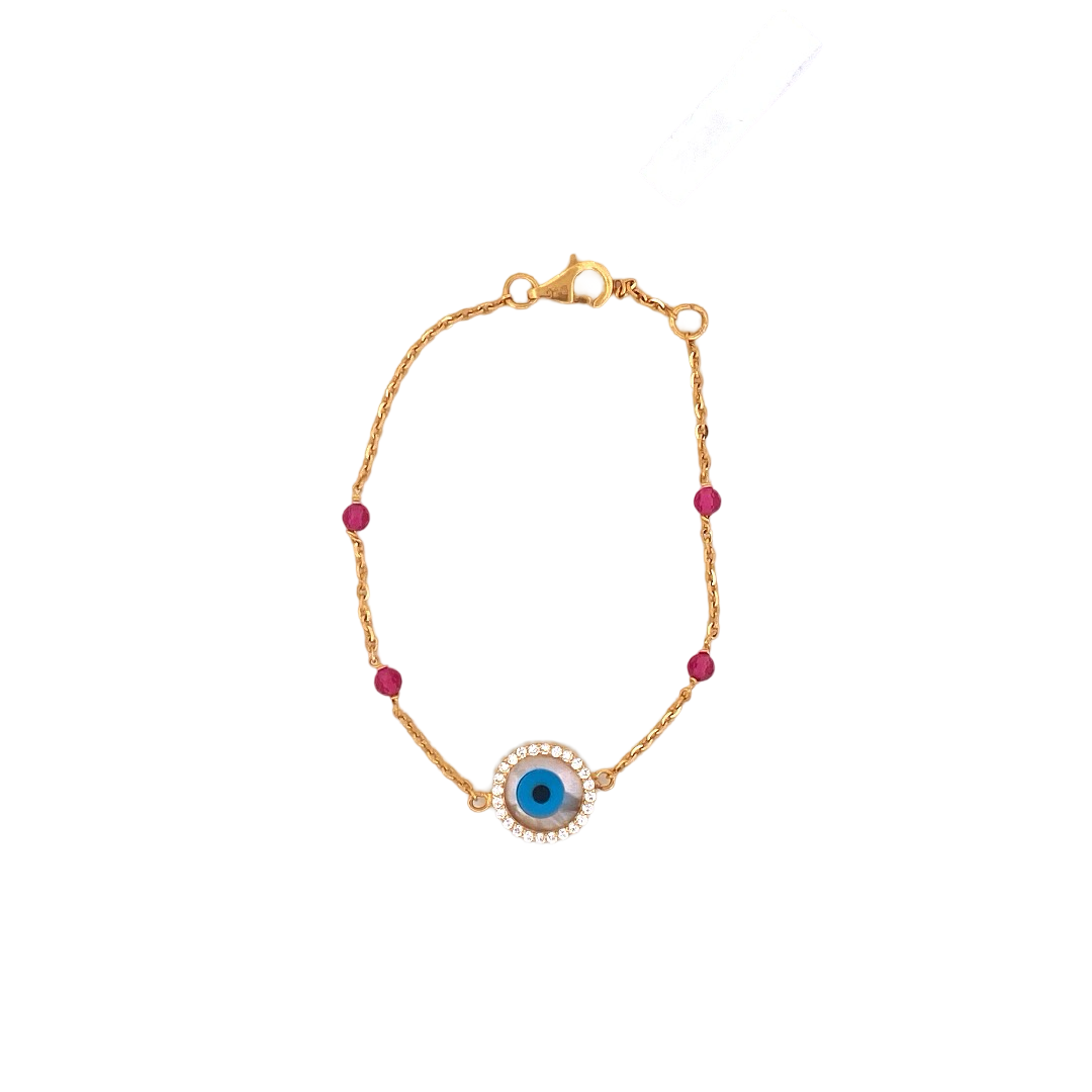 22K Gold Evil Eye CZ Designer Ladies Bracelet