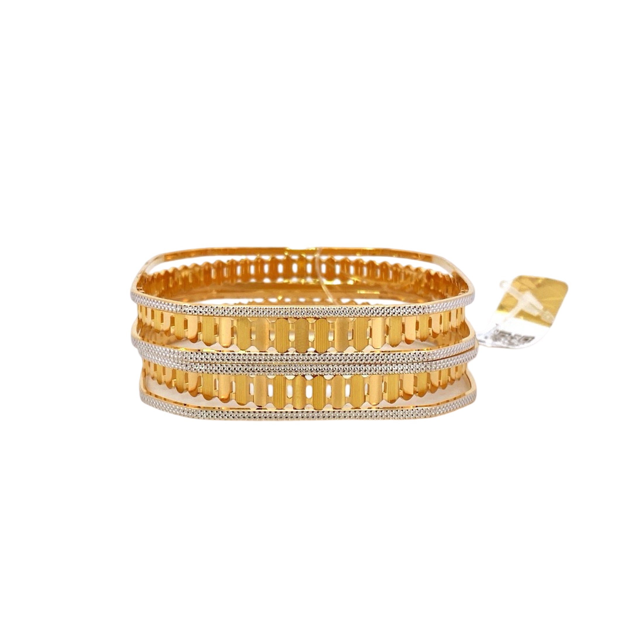 22K Gold Two-tone Designer 2 Pieces Set Of Ladies Bangles