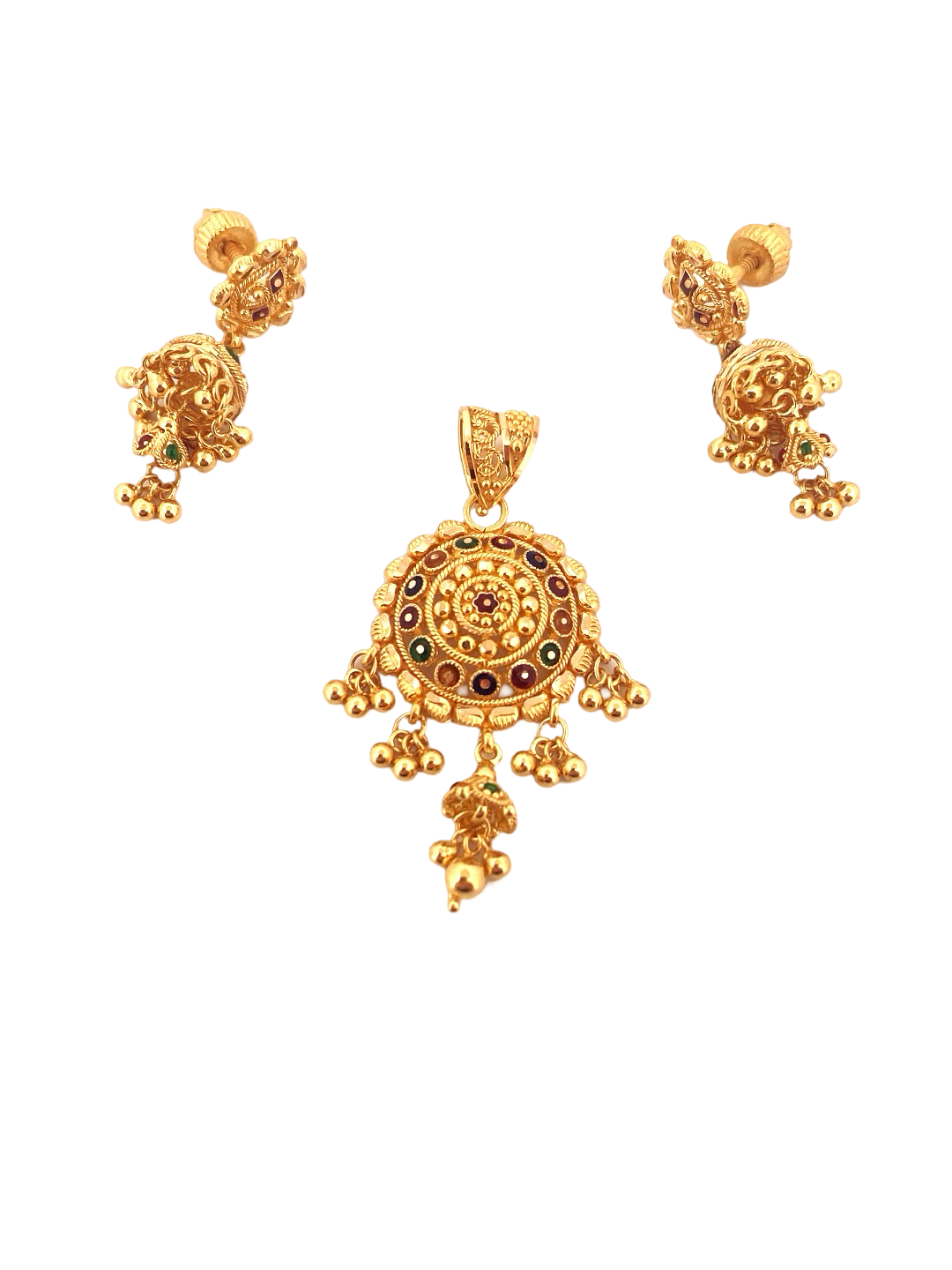 22K Gold Designer Pendant Set