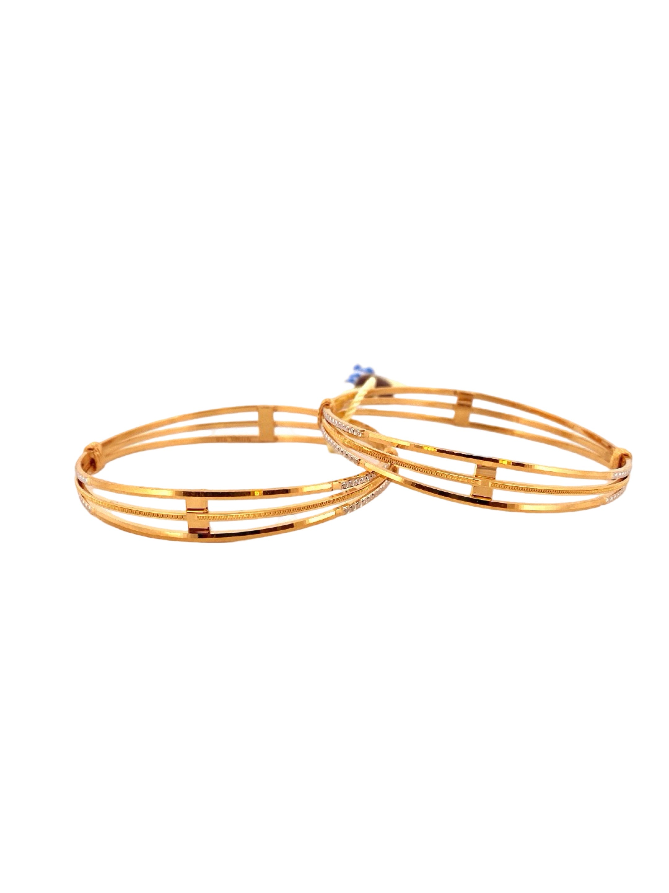 22K Gold Two-tone Designer 2 Pieces Set Of Bangles
