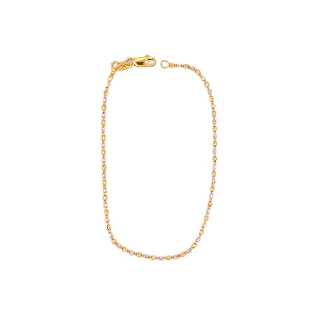 22K Gold Two-tone Bead Designer Ladies  Bracelet
