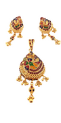 22K Gold Meena Designer Pendant Set