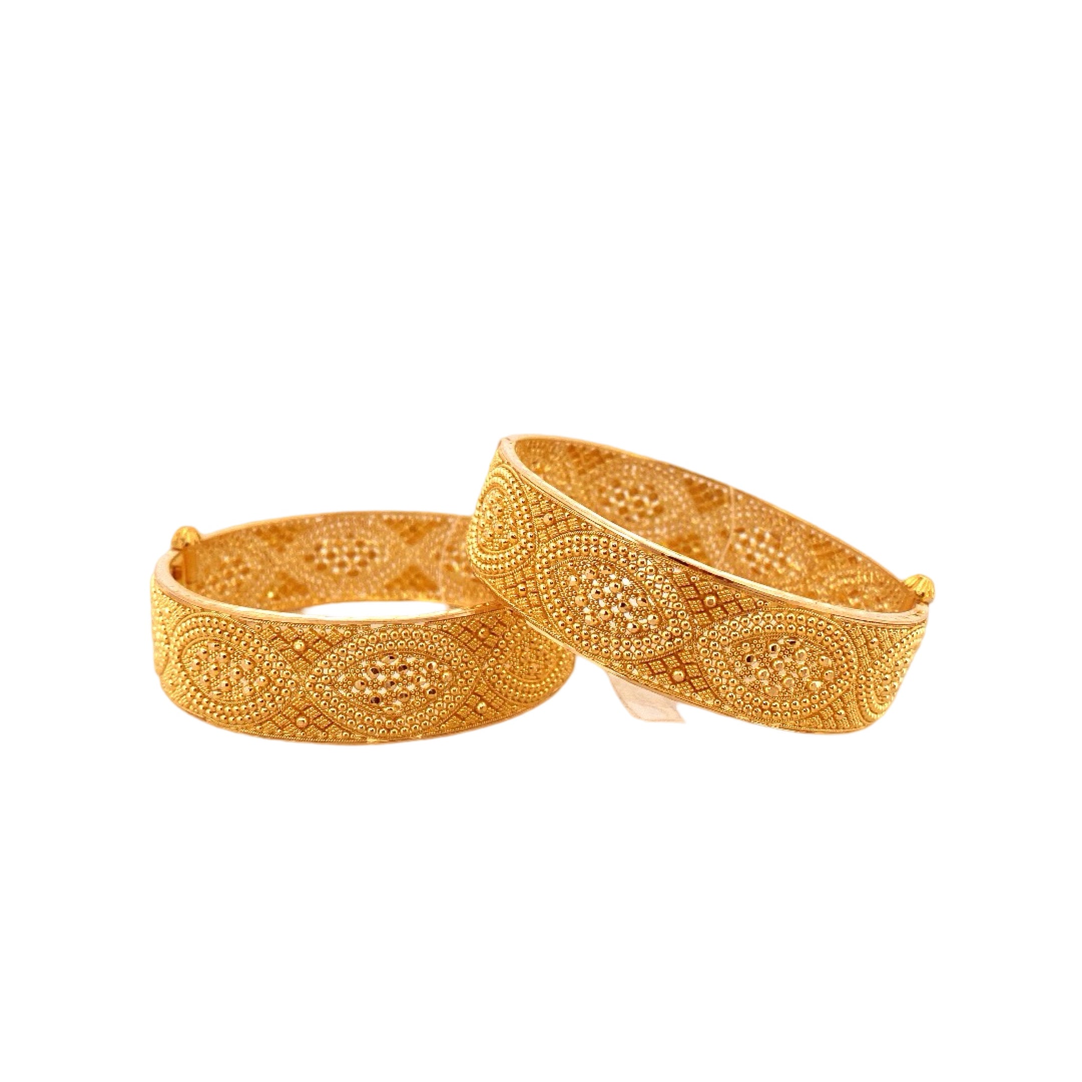 22K Gold Designer 2 Pieces Set Of Ladies Screw Bangles