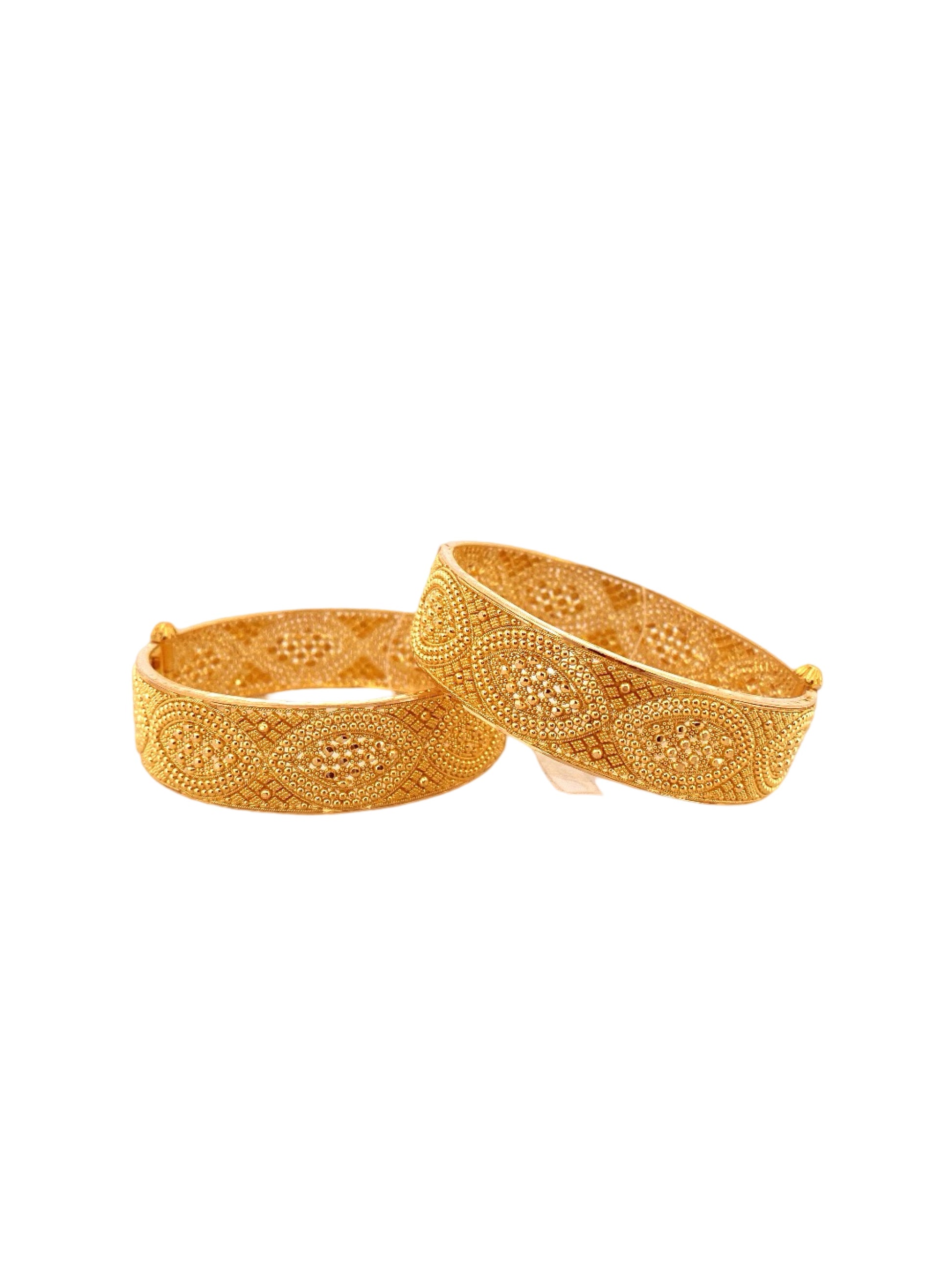 22K Gold Designer 2 Pieces Set Of Ladies Screw Bangles