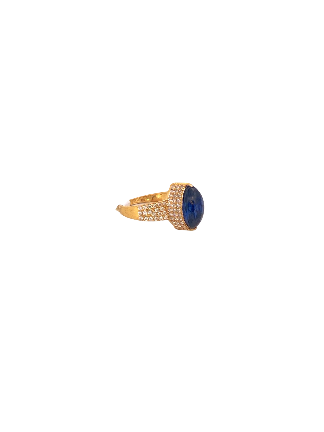 22K Gold Blue CZ Designer Ladies Ring