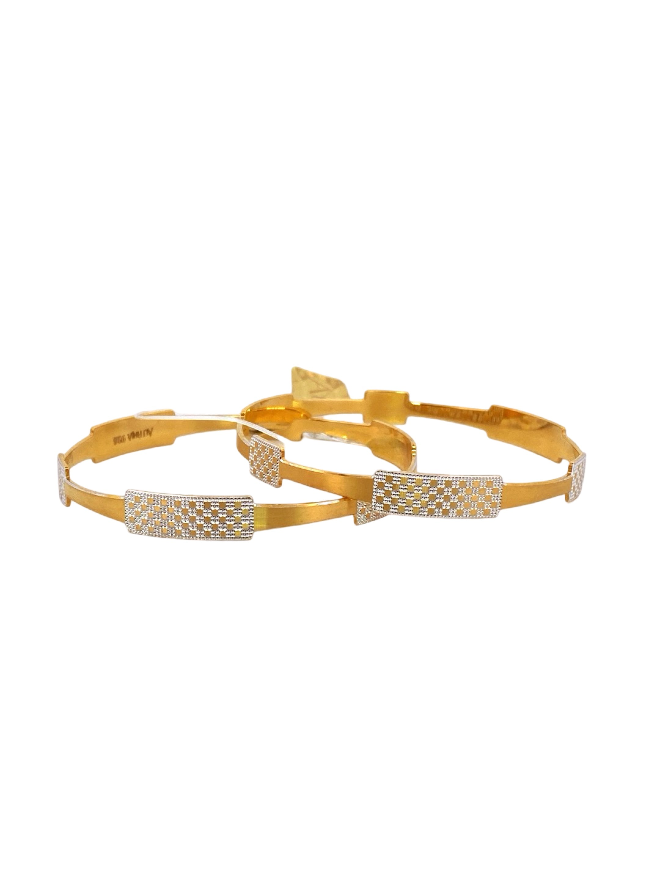 22K Gold Two-tone Designer 2 Pieces Set Of Ladies Bangles