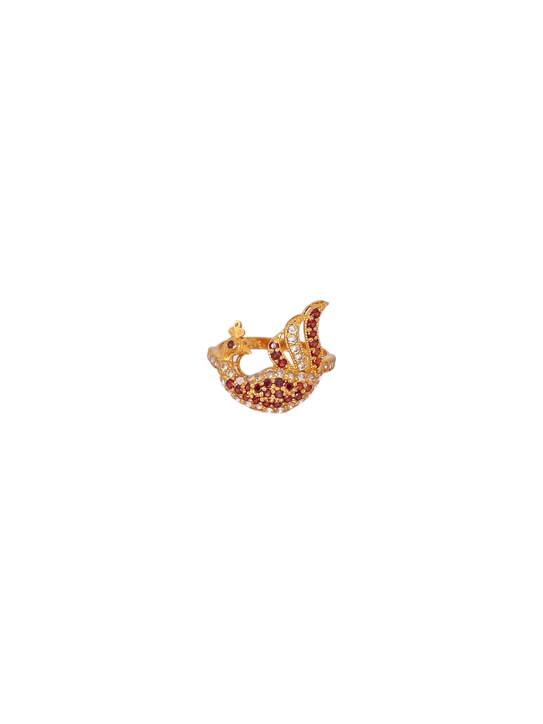22K Gold CZ Peacock Designer Ladies Ring