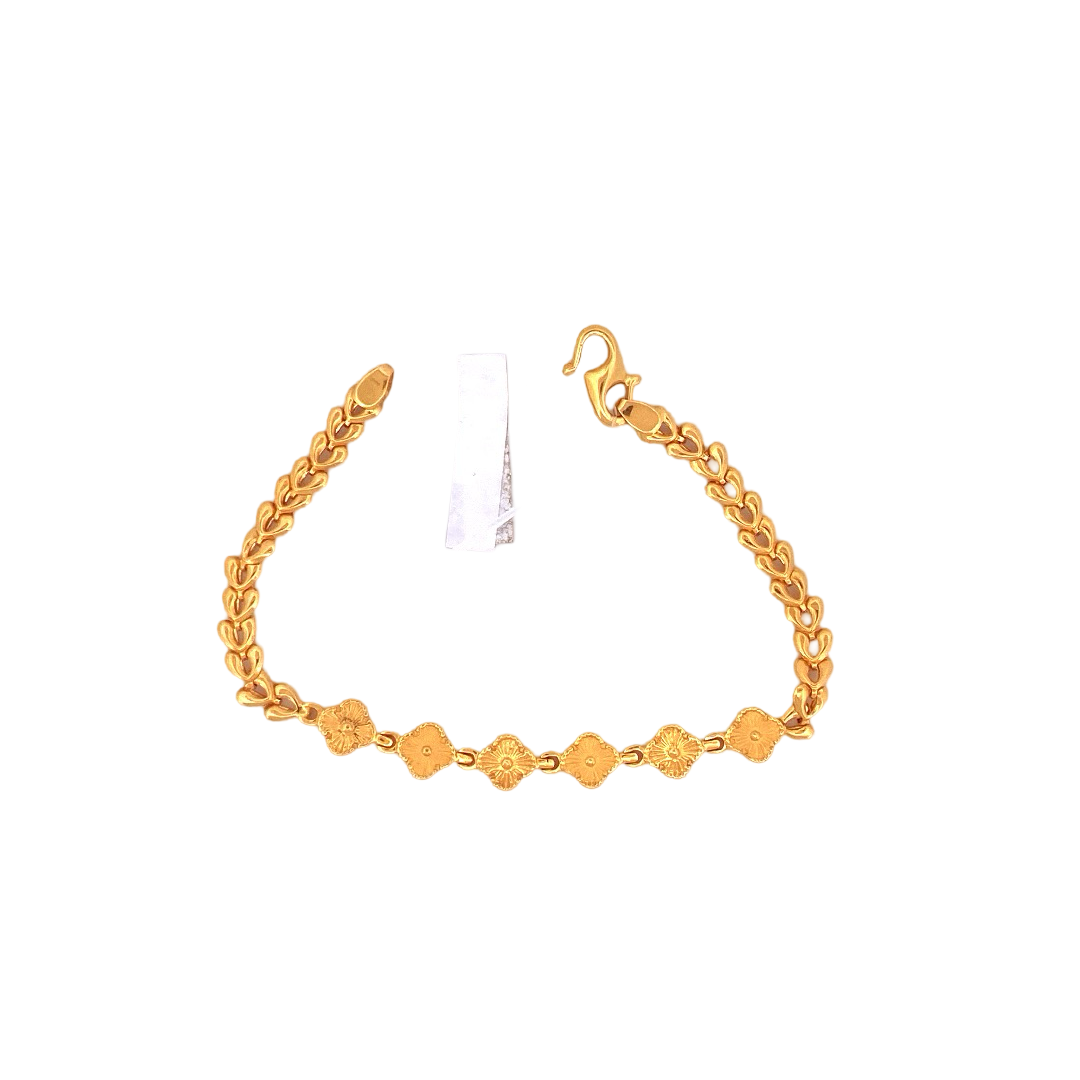 22K Gold Flower Designer Ladies Bracelet