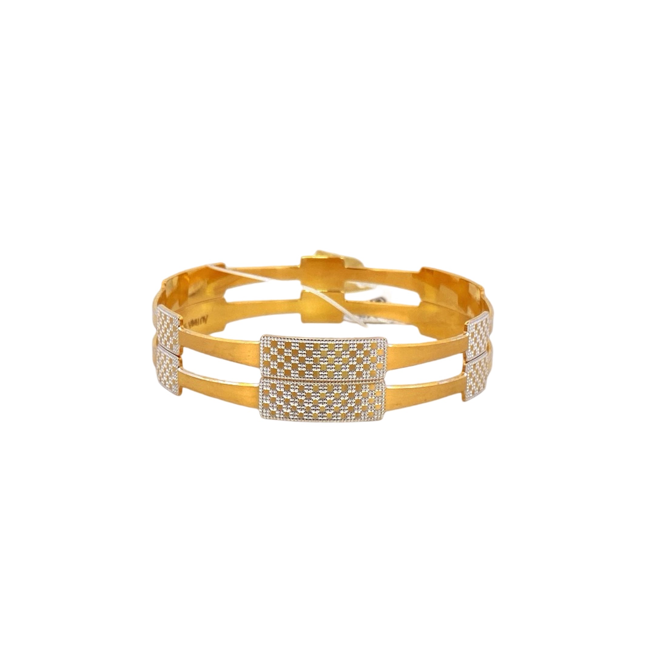 22K Gold Two-tone Designer 2 Pieces Set Of Ladies Bangles