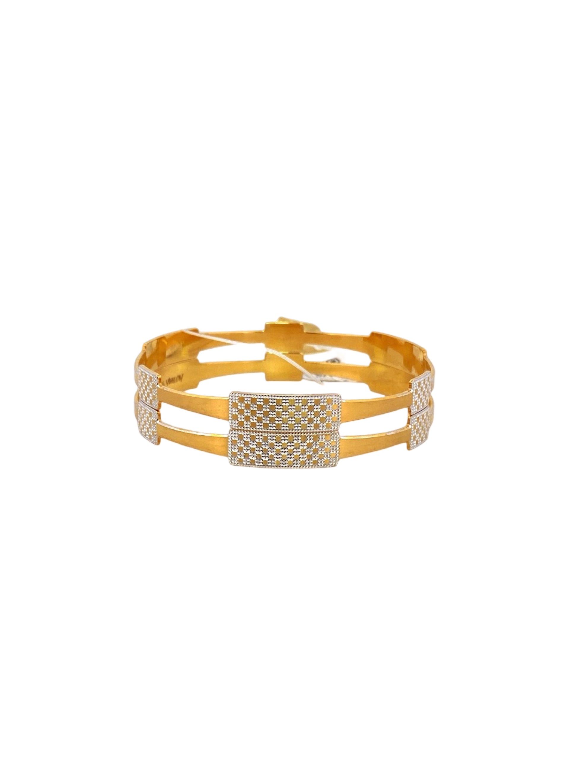 22K Gold Two-tone Designer 2 Pieces Set Of Ladies Bangles