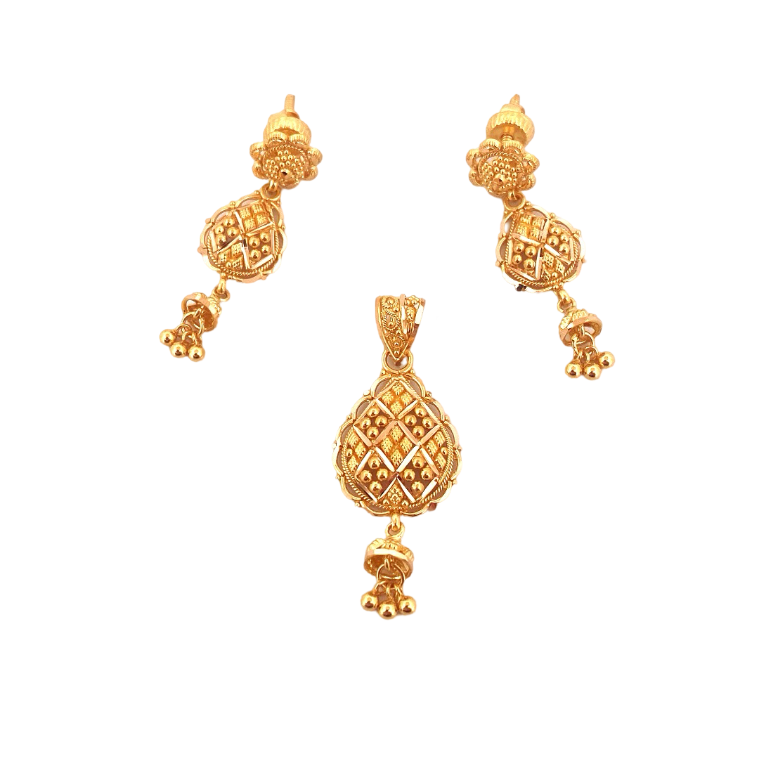 22K Gold Designer Pendant Set