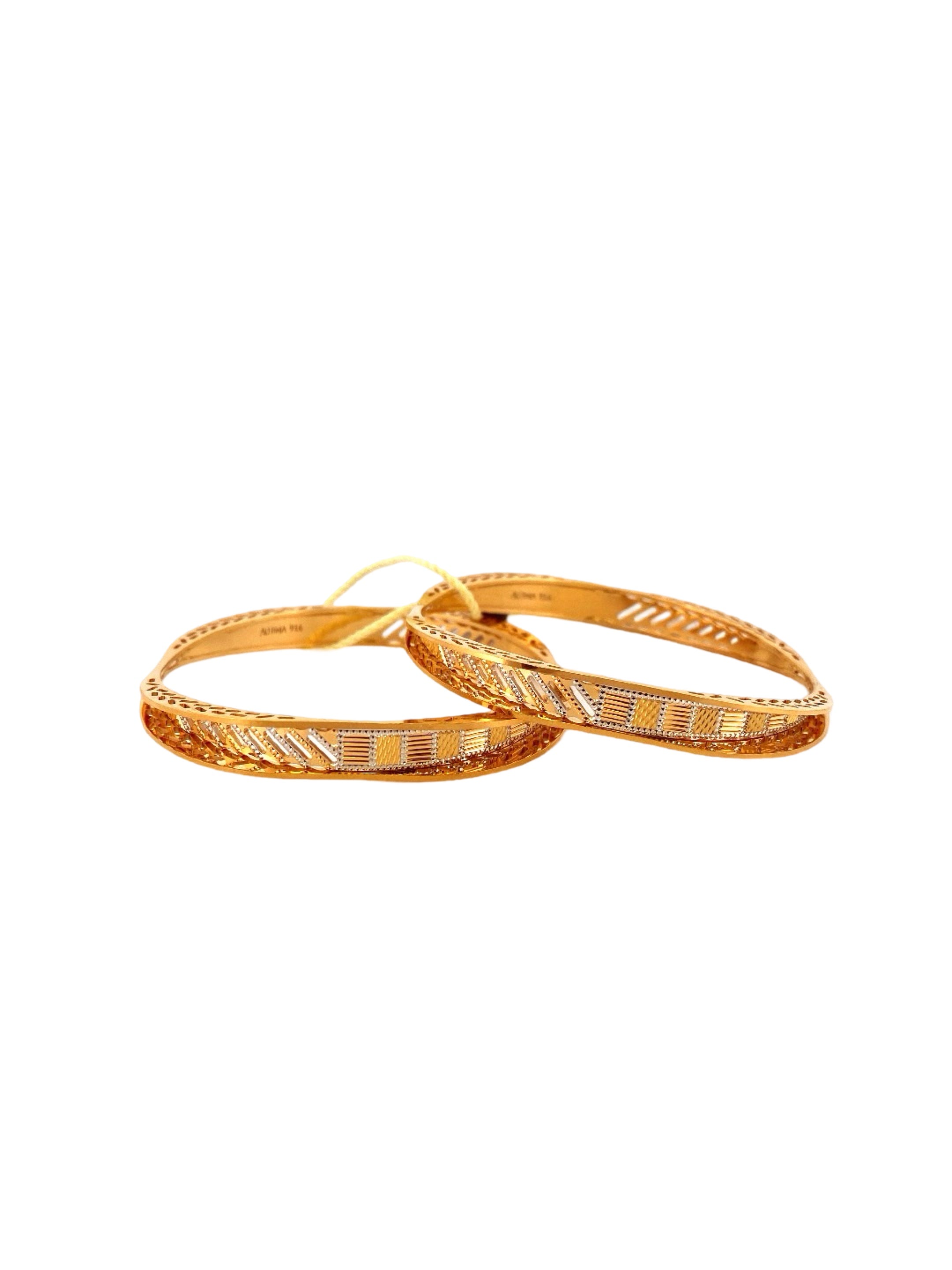 22K Gold Two-tone Designer 2 Pieces Set Of Bangles