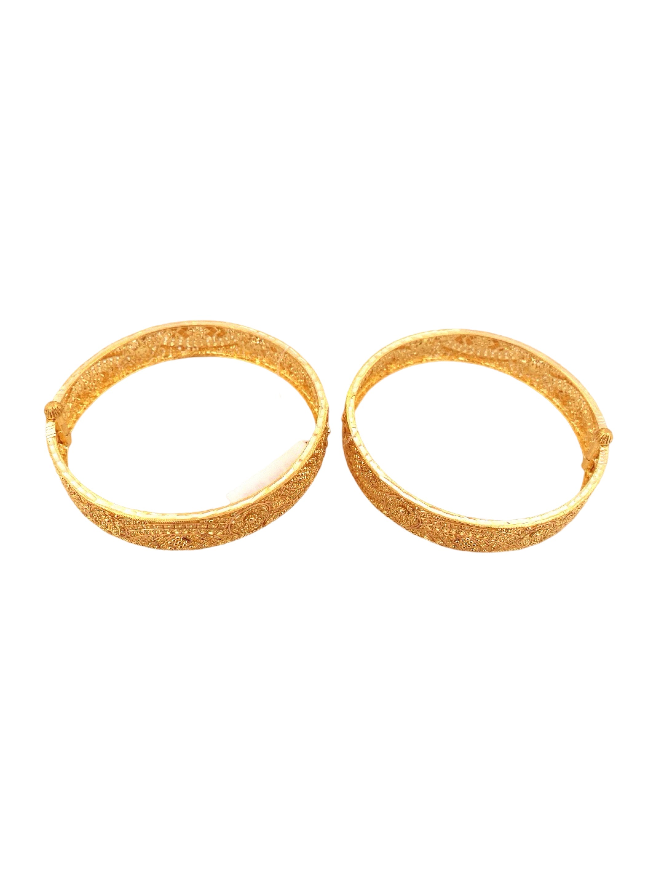 22K Gold Designer 2 Pieces Set Of Ladies Screw Bangles