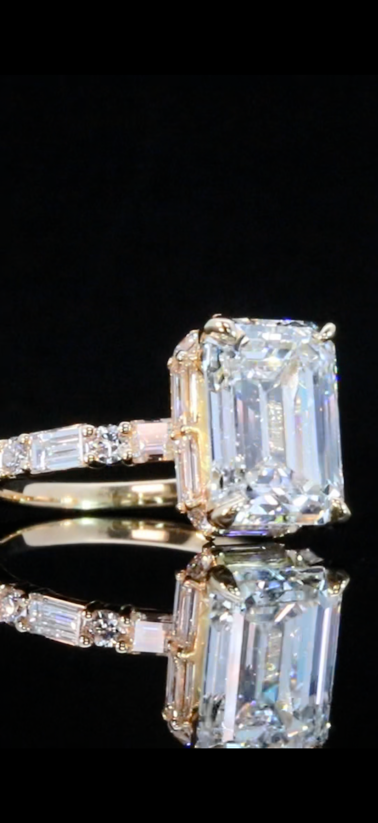 2.5 Ct Lab Diamond Emerald Engagement Ring | 18K Yellow Gold