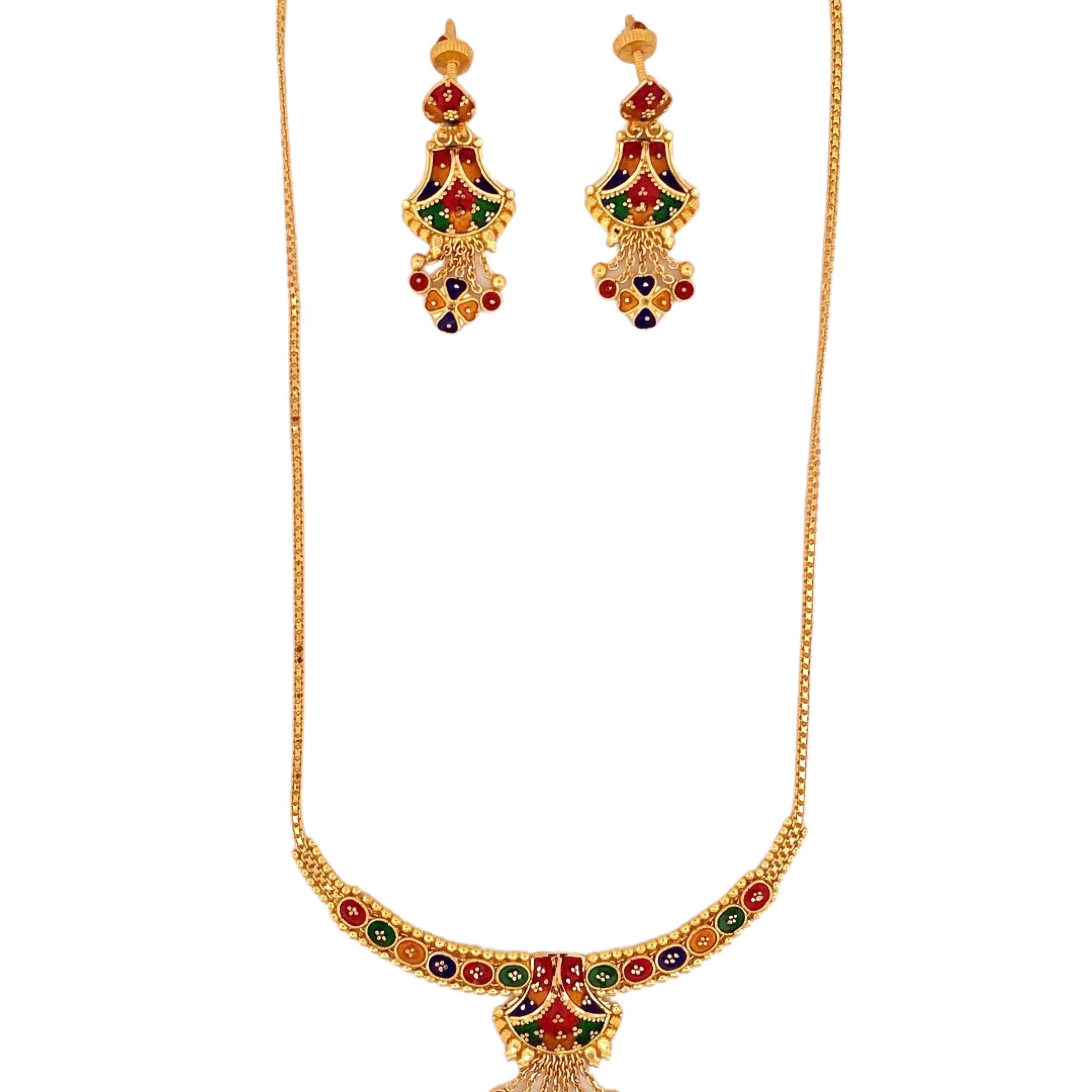 22K Gold Meena Designer Jewellery Set