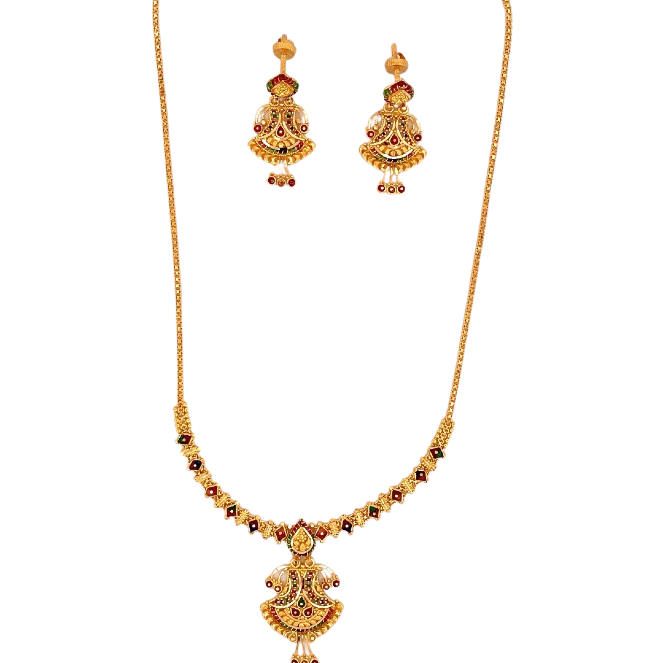 22K Gold Multi-colour Designer Jewellery Set