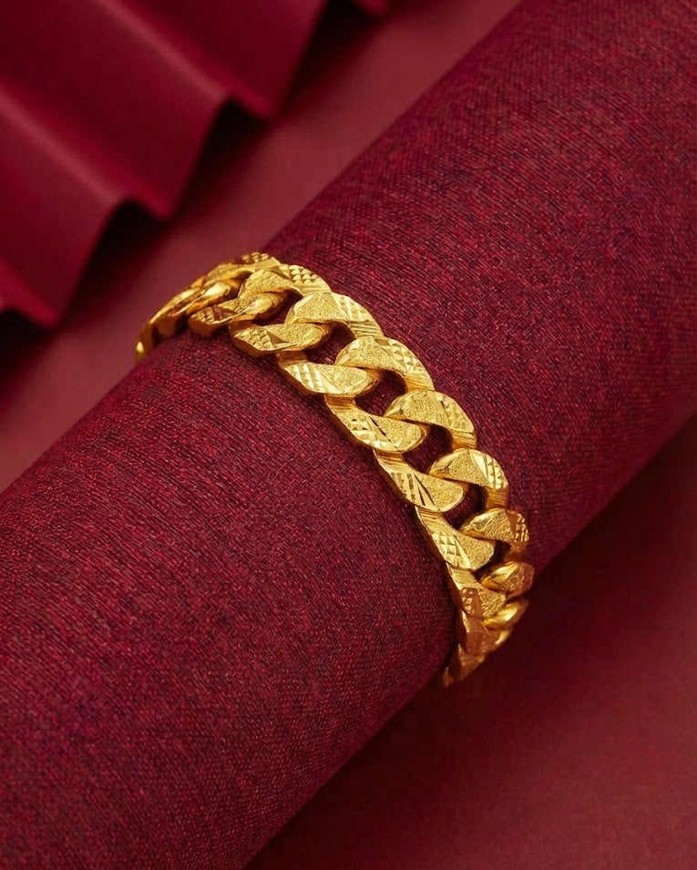 22K Gold Cuban Link Designer Men's Bracelet