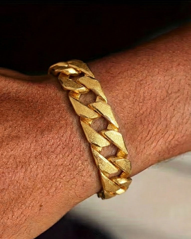 22K Gold Cuban Link Designer Men's Bracelet